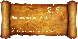 Rosenwasser Vid névjegykártya